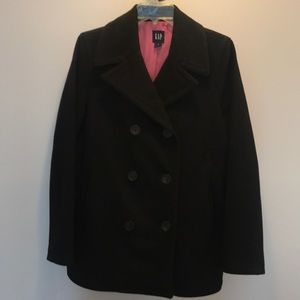Black wool blend Gap pea coat, size medium